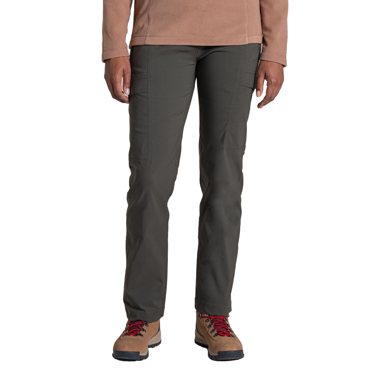 Mid Khaki - Side - Craghoppers Womens-Ladies Kiwi Pro Cargo Trousers