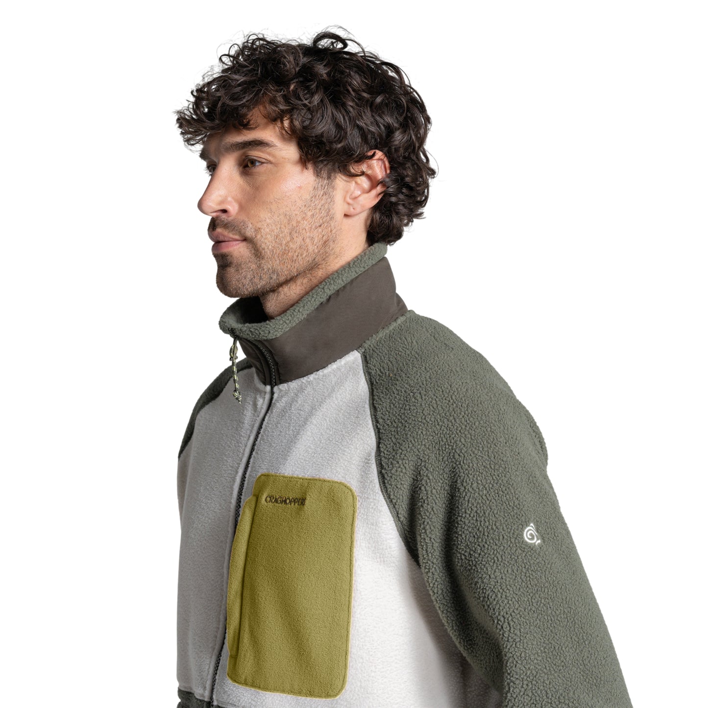 Dark Sage-Ecru - Side - Craghoppers Mens Dades Colour Block Jacket