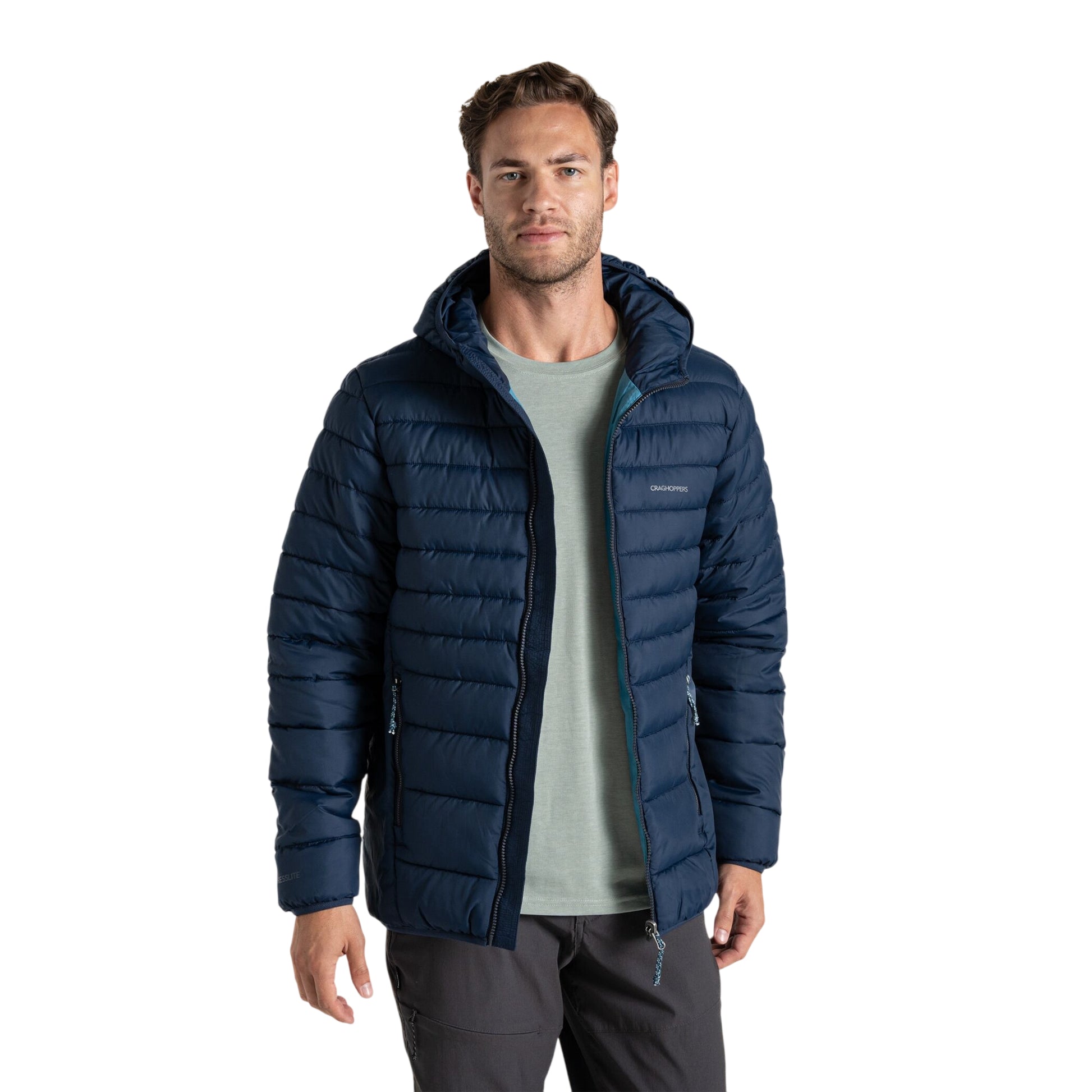 Blue Navy - Close up - Craghoppers Mens Compresslite IX Hooded Padded Jacket