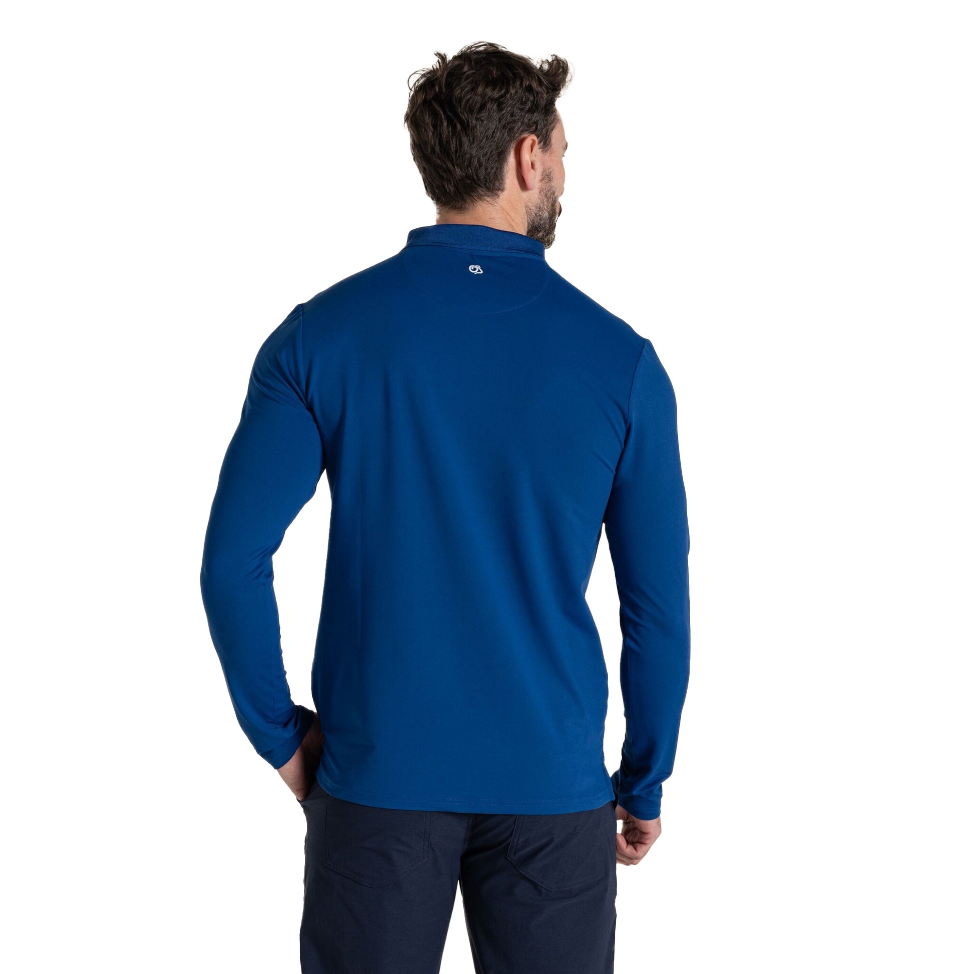 Deep Marina - Back - Craghoppers Mens Bramshaw Golf Nosilife Long-Sleeved Polo Shirt