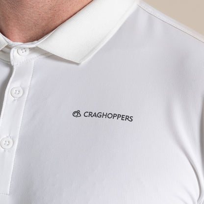 White - Lifestyle - Craghoppers Mens Bramshaw Golf Nosilife Long-Sleeved Polo Shirt