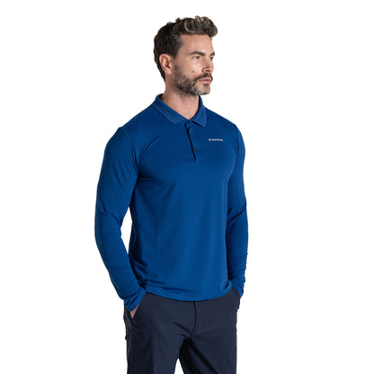 Deep Marina - Side - Craghoppers Mens Bramshaw Golf Nosilife Long-Sleeved Polo Shirt