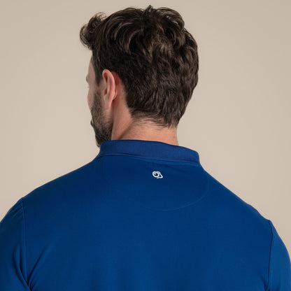 Deep Marina - Close up - Craghoppers Mens Bramshaw Golf Nosilife Long-Sleeved Polo Shirt