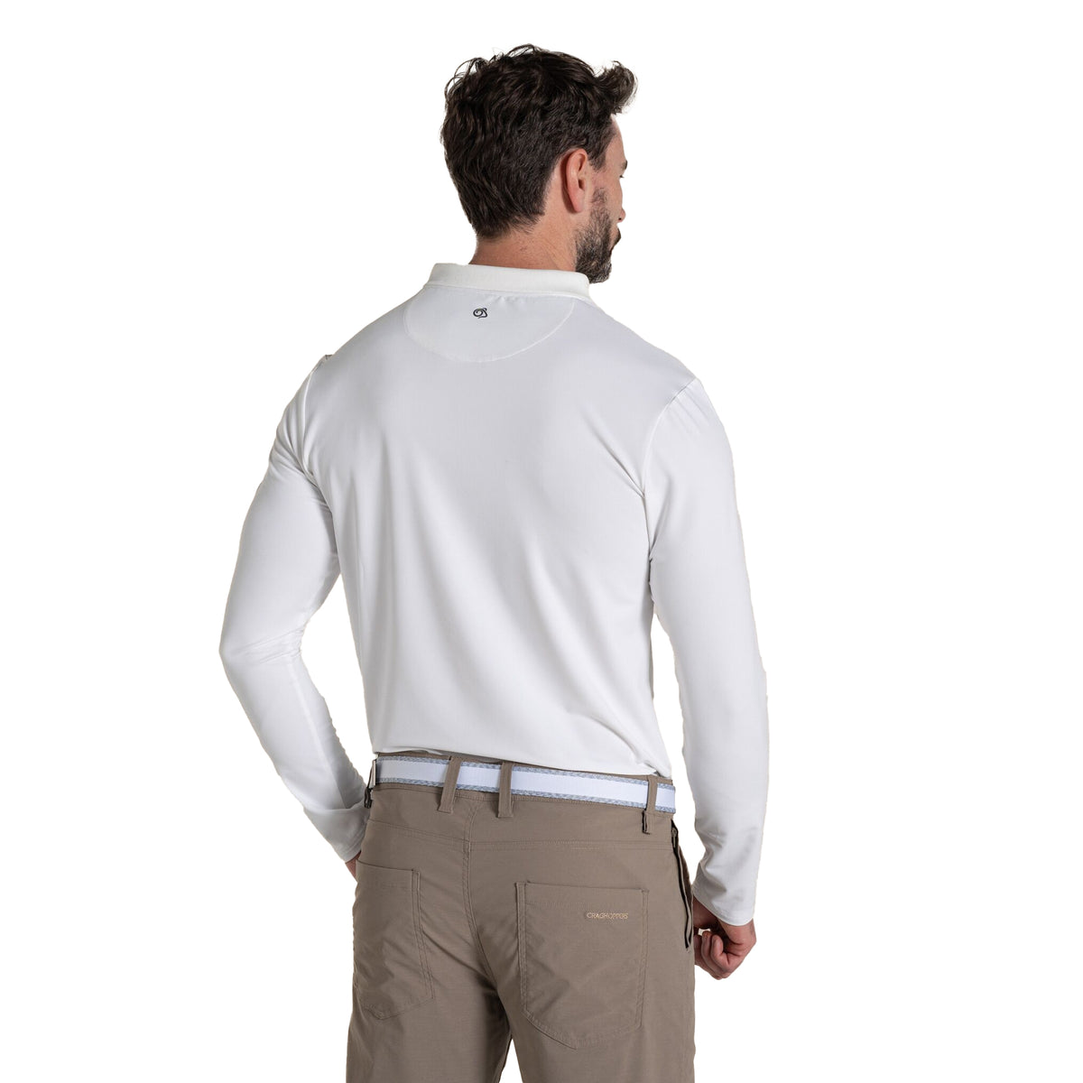 White - Back - Craghoppers Mens Bramshaw Golf Nosilife Long-Sleeved Polo Shirt