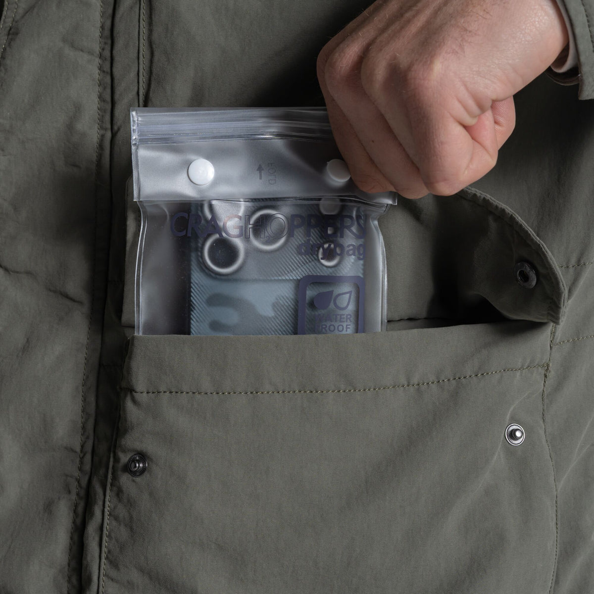 Dark Sage - Close up - Craghoppers Mens Adventure V Nosilife Jacket