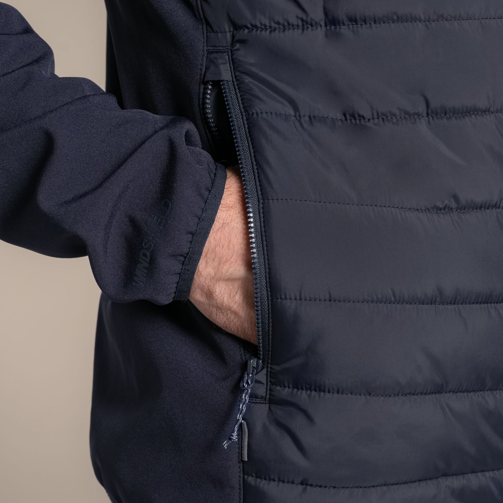 Dark Navy - Close up - Craghoppers Mens Expert Compresslite Hybrid Jacket