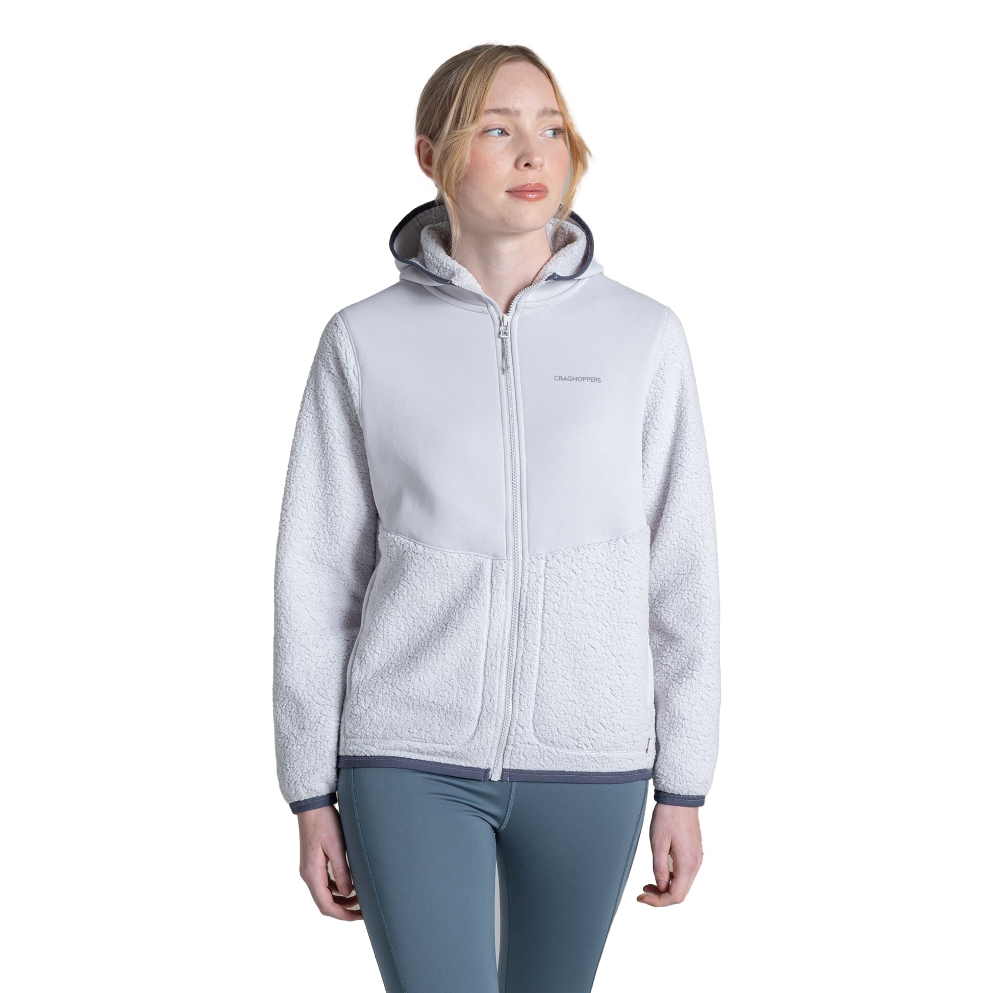 Lunar Grey - Side - Craghoppers Womens-Ladies Telesto Fleece Hooded Jacket