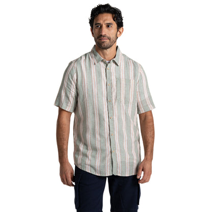 Lichen Green - Side - Craghoppers Mens Argino Stripe Short-Sleeved Shirt