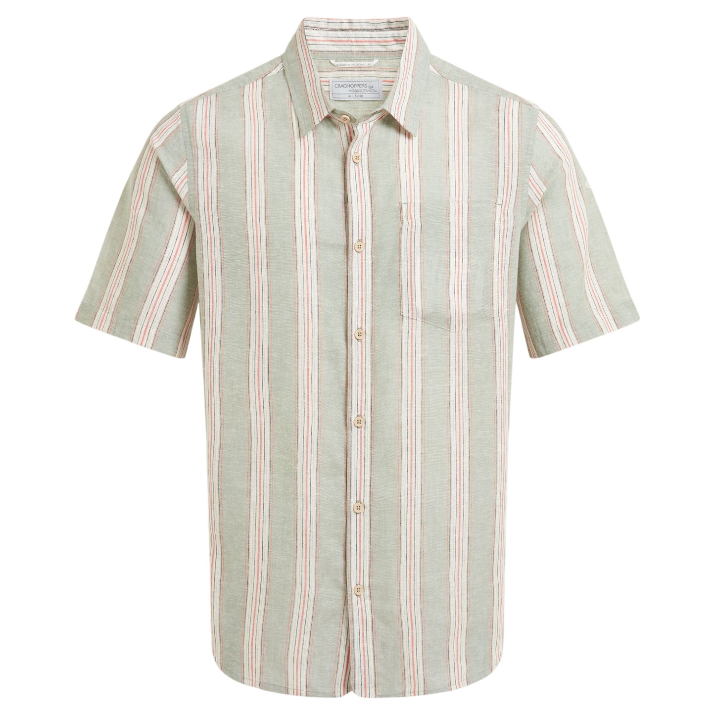 Lichen Green - Front - Craghoppers Mens Argino Stripe Short-Sleeved Shirt