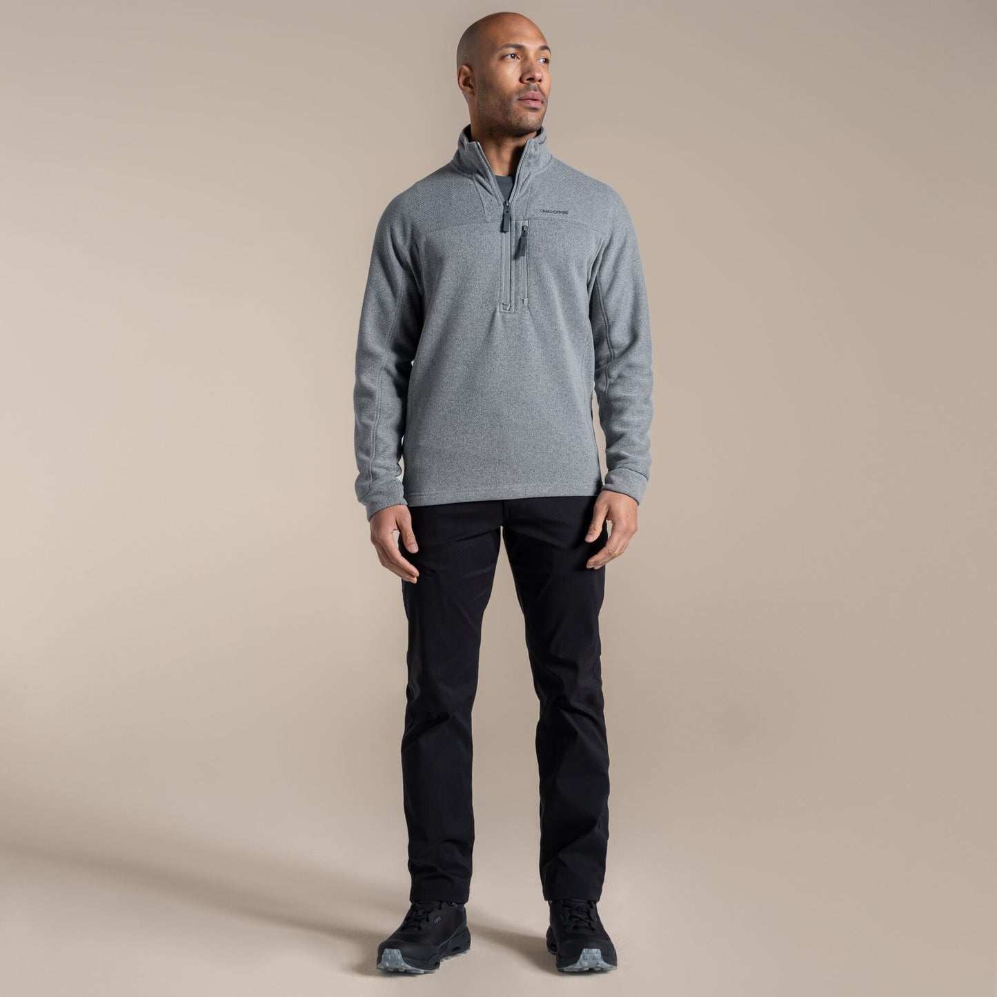 Cloud Grey - Close up - Craghoppers Mens Torney III Half Zip Fleece