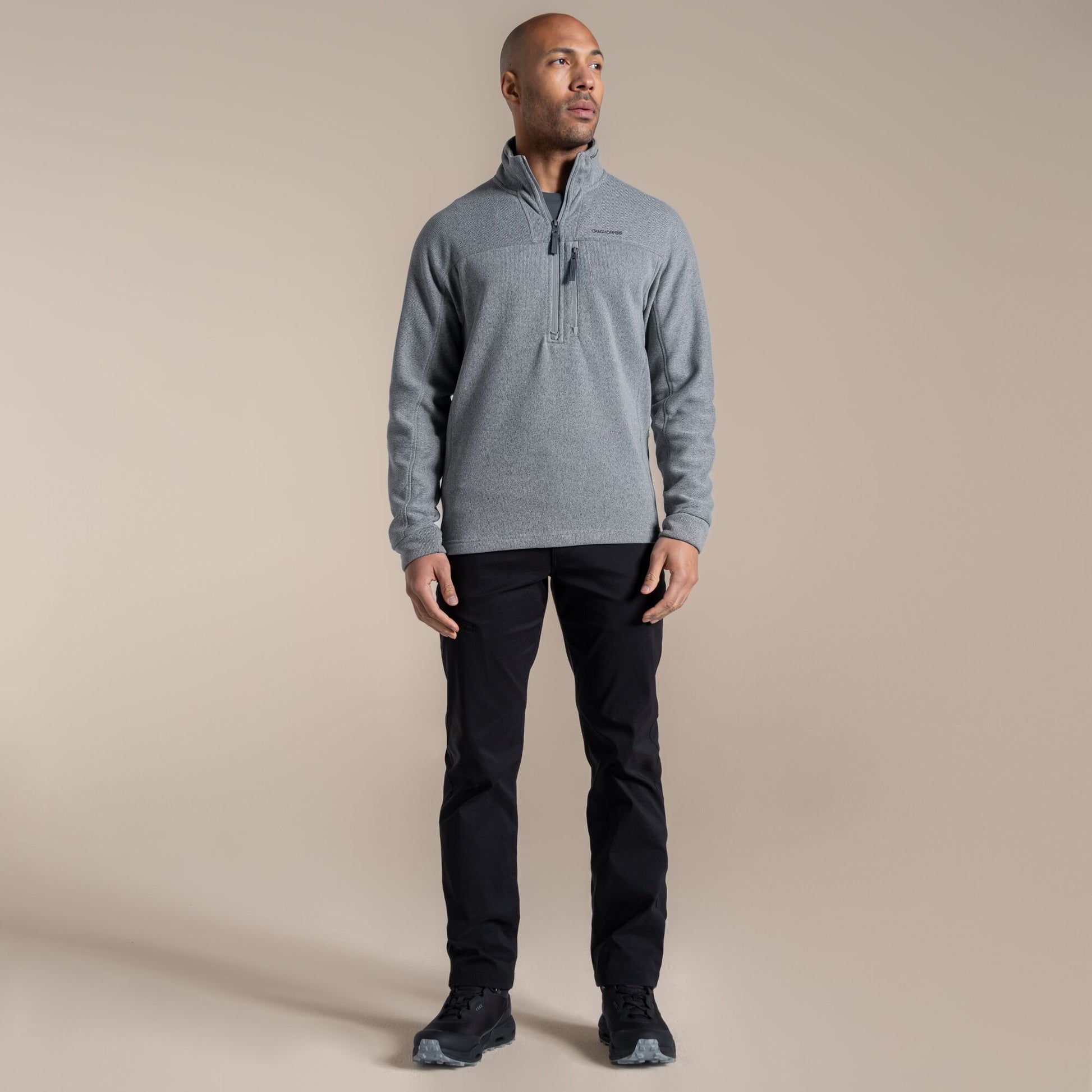 Cloud Grey - Close up - Craghoppers Mens Torney III Half Zip Fleece