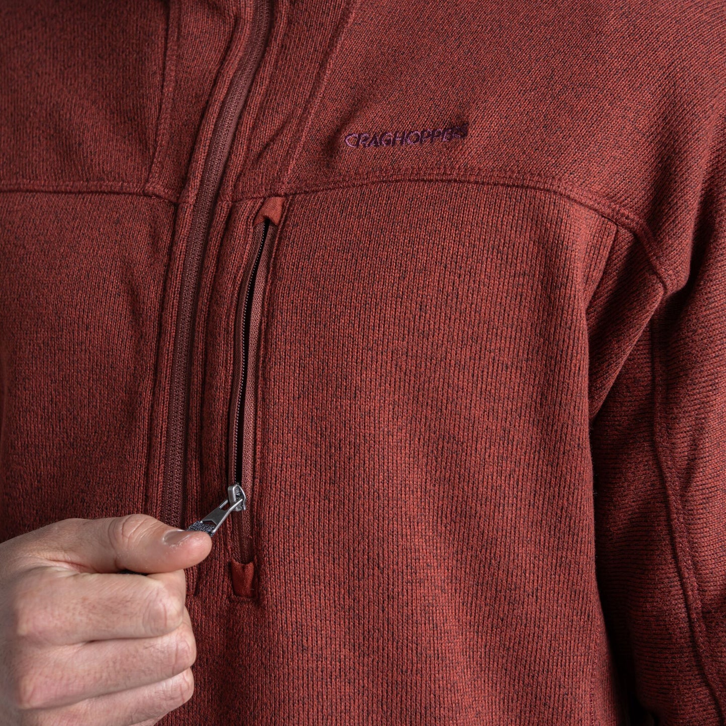 Red Jasper - Side - Craghoppers Mens Torney III Half Zip Fleece
