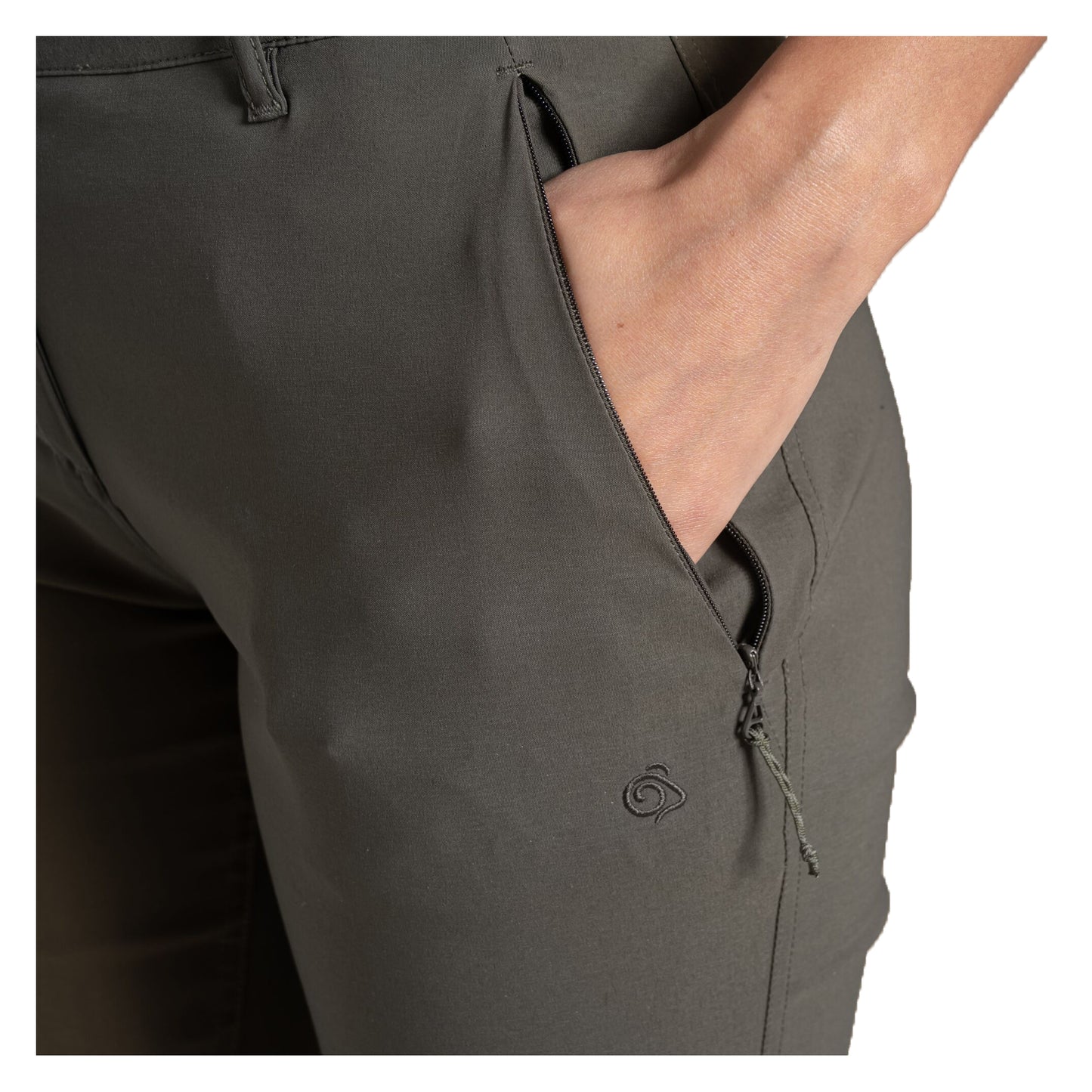 Mid Khaki - Close up - Craghoppers Womens-Ladies Kiwi Pro III Trousers