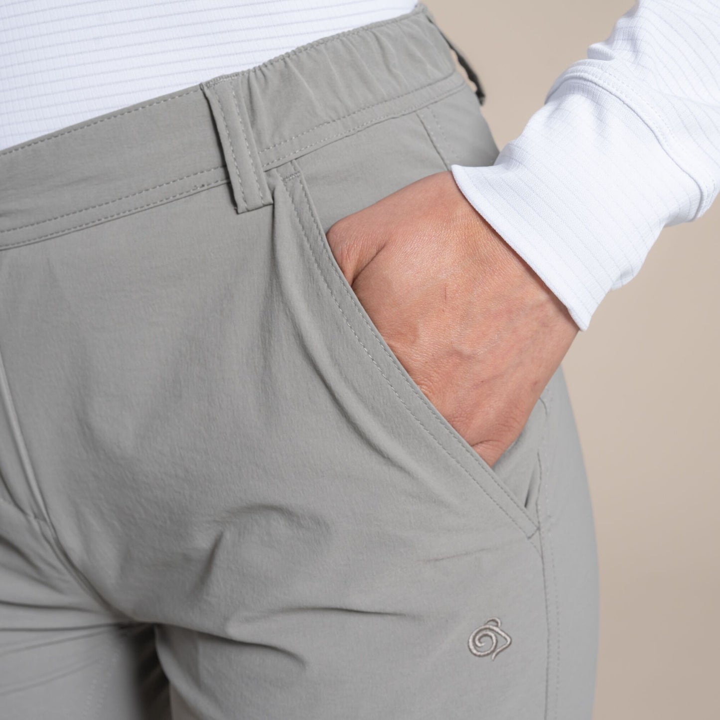 Vert - Close up - Craghoppers Womens-Ladies Rif Stretch Nosilife Cargo Trousers