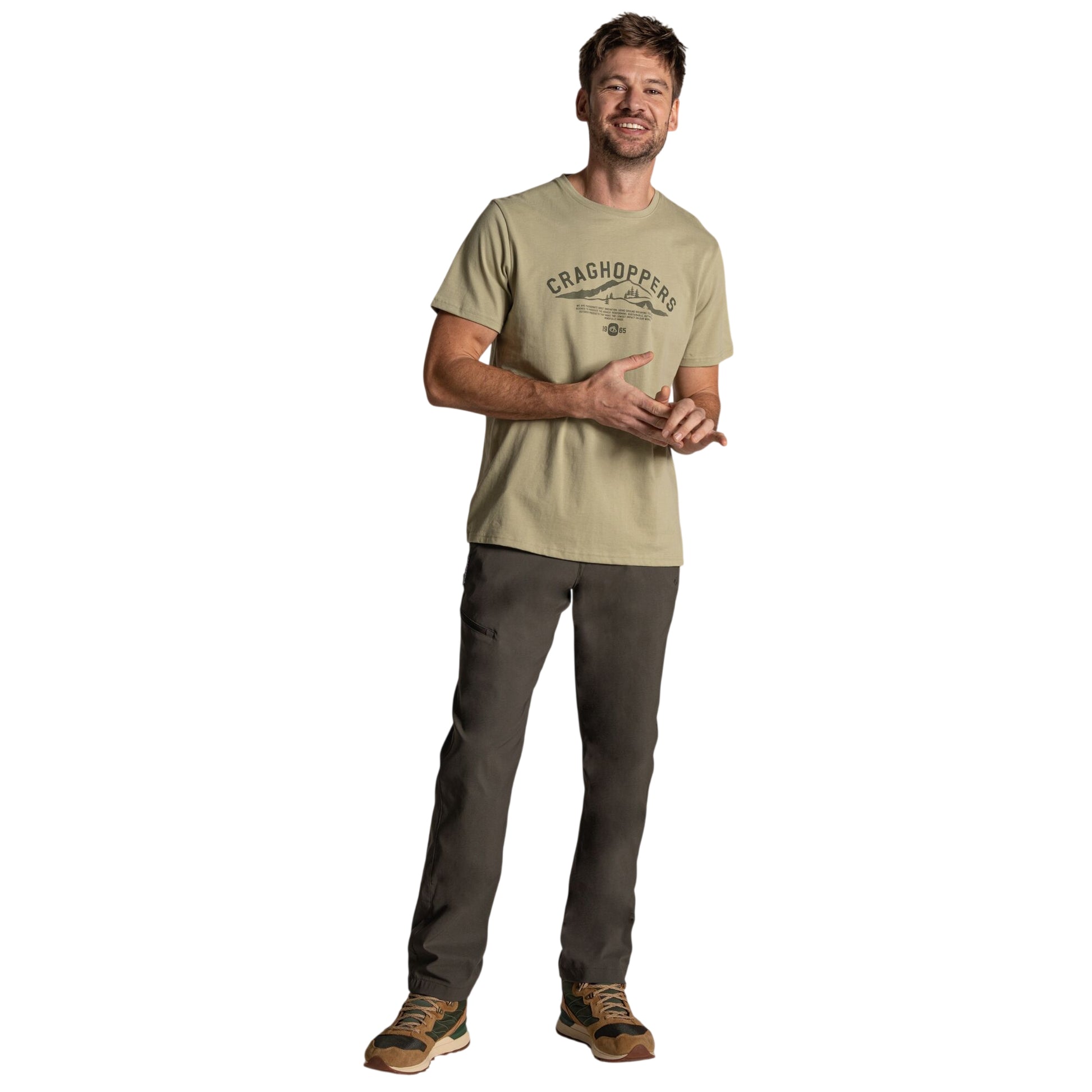 Dark Khaki - Side - Craghoppers Mens Kiwi Pro III Lightweight Trousers