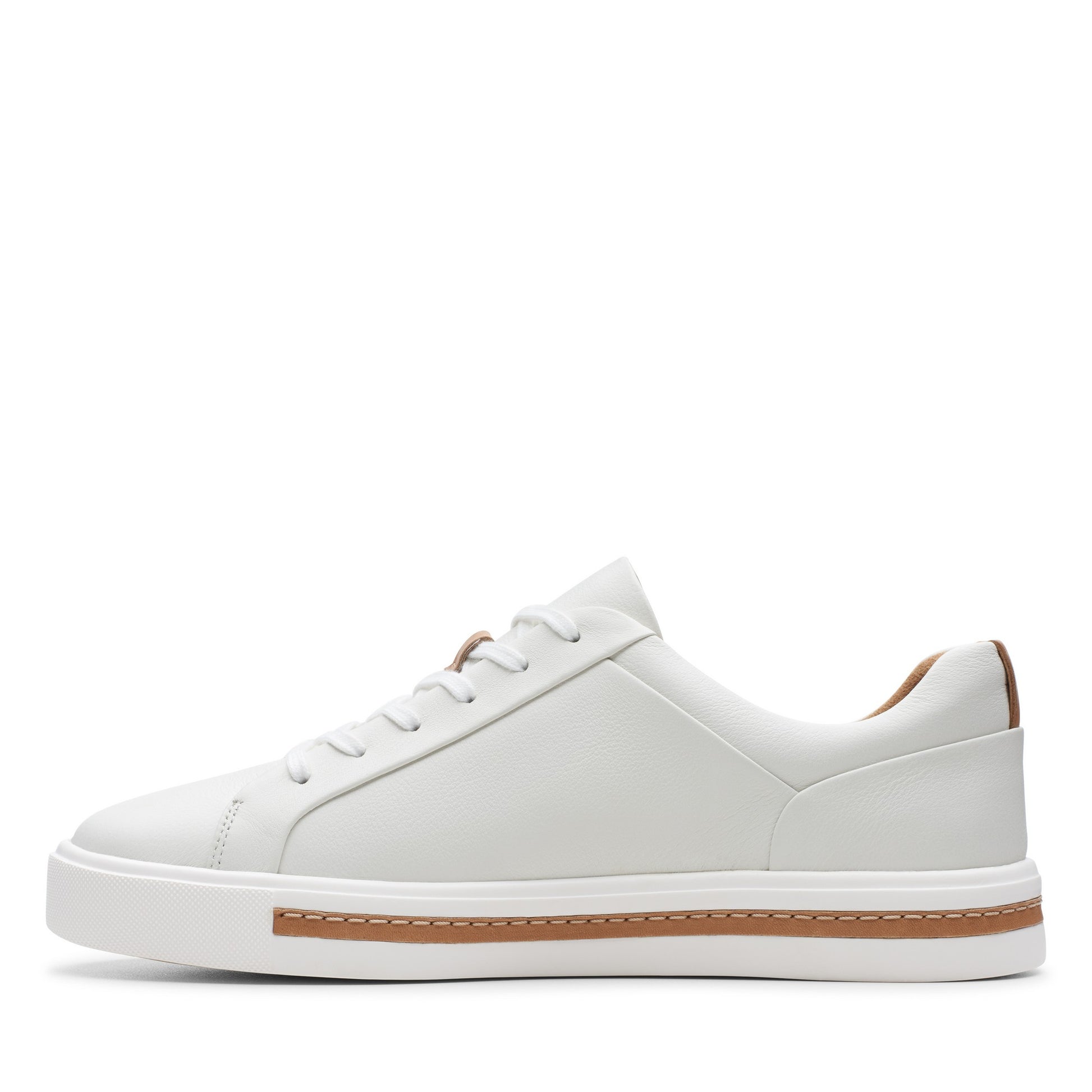 White - Lifestyle - Clarks Womens-Ladies Un Maui Lace Leather Trainers