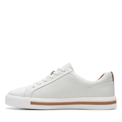 White - Lifestyle - Clarks Womens-Ladies Un Maui Lace Leather Trainers