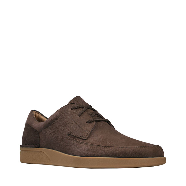 Dark Brown - Front - Clarks Mens Oakland Craft Leather Shoes