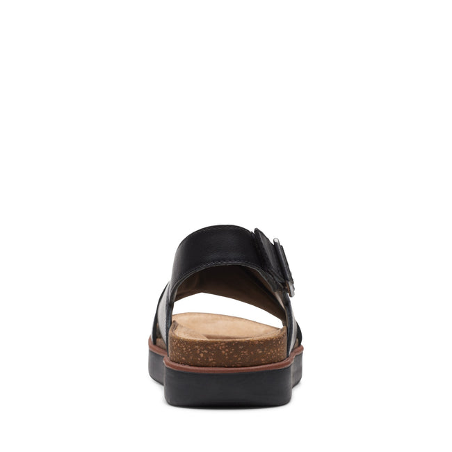 Black - Side - Clarks Womens-Ladies Elayne Cross Leather Sandals