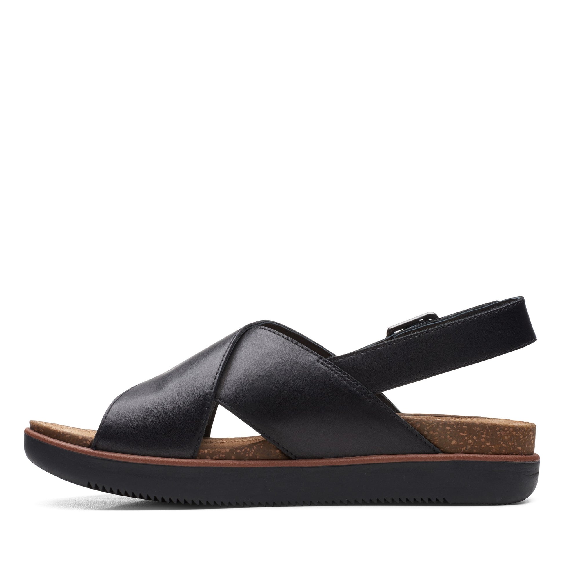 Black - Lifestyle - Clarks Womens-Ladies Elayne Cross Leather Sandals