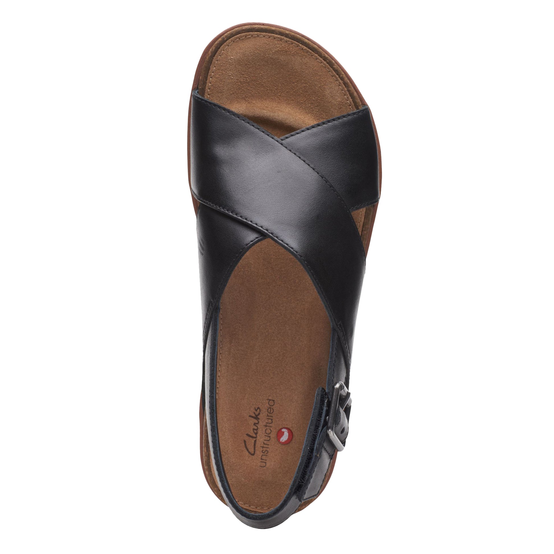 Black - Pack Shot - Clarks Womens-Ladies Elayne Cross Leather Sandals