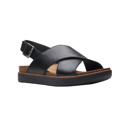 Black - Front - Clarks Womens-Ladies Elayne Cross Leather Sandals