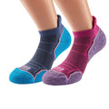 Hot Pink-Lavender-Blue - Back - 1000 Mile Womens-Ladies Run Ankle Socks (Pack of 2)