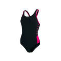 Black-Pink - Front - Speedo Womens-Ladies Boom Muscleback One Piece Swimsuit