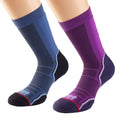 Navy-Purple-Black - Front - 1000 Mile Womens-Ladies Trek Socks (Pack of 2)