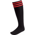 Black-Scarlet - Front - Euro Childrens-Kids Stripe Detail Football Socks