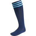 Navy-Sky Blue - Front - Euro Childrens-Kids Stripe Detail Football Socks
