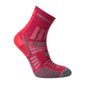 Magenta-Grey Marl - Side - Hilly Womens-Ladies Twin Skin Ankle Socks