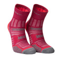 Magenta-Grey Marl - Lifestyle - Hilly Womens-Ladies Twin Skin Ankle Socks