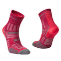 Magenta-Grey Marl - Close up - Hilly Womens-Ladies Twin Skin Ankle Socks
