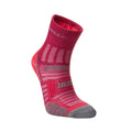 Magenta-Grey Marl - Front - Hilly Womens-Ladies Twin Skin Ankle Socks