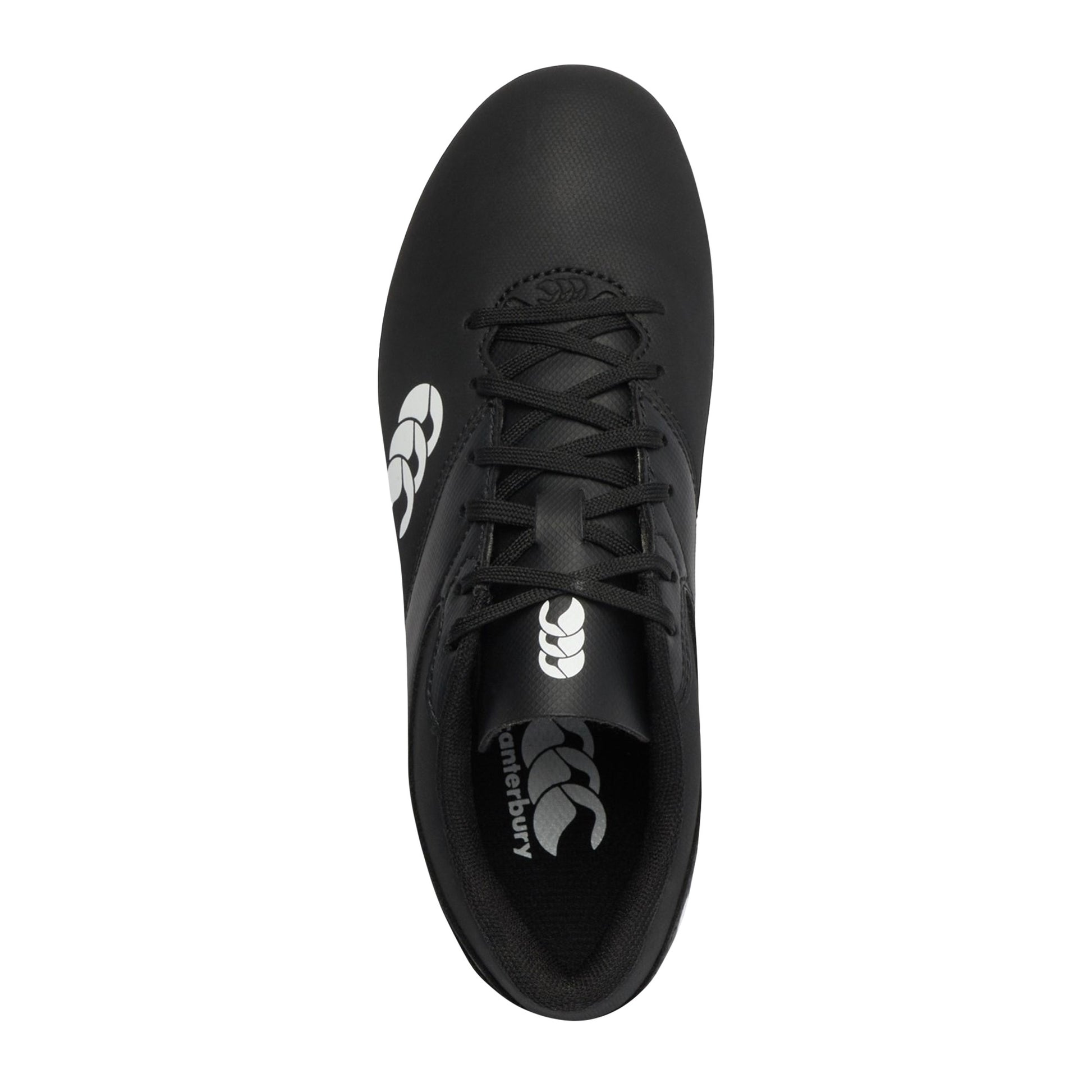 Black-White - Side - Canterbury Childrens-Kids Phoenix Raze Soft Ground Rugby Boots