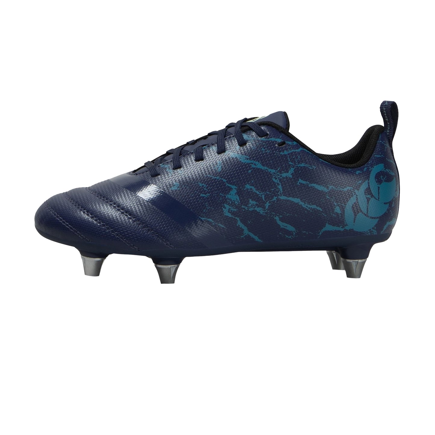 Black-Blue - Back - Canterbury Childrens-Kids Stampede Team Soft Ground Rugby Boots