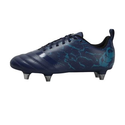 Black-Blue - Back - Canterbury Childrens-Kids Stampede Team Soft Ground Rugby Boots