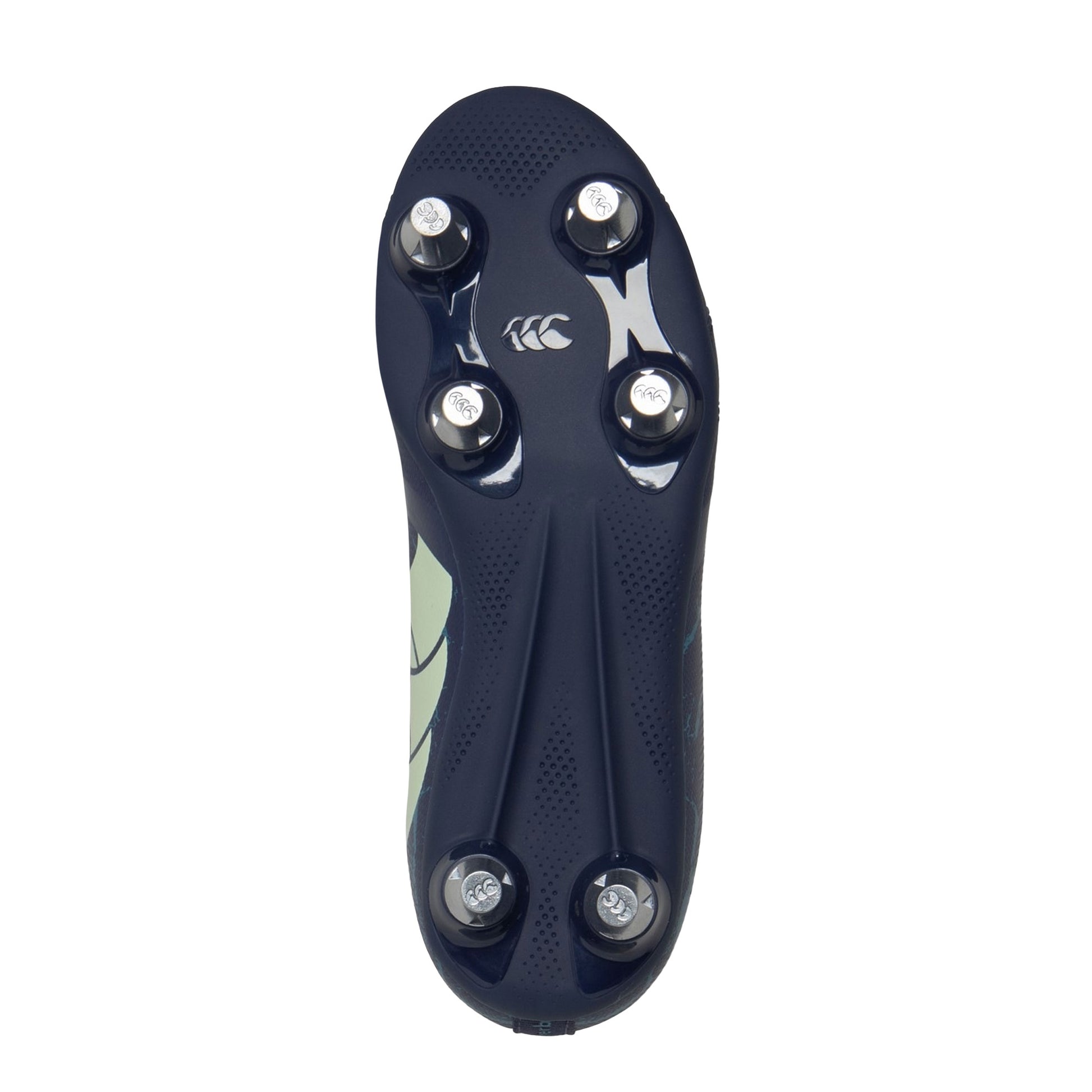 Black-Blue - Close up - Canterbury Childrens-Kids Stampede Team Soft Ground Rugby Boots