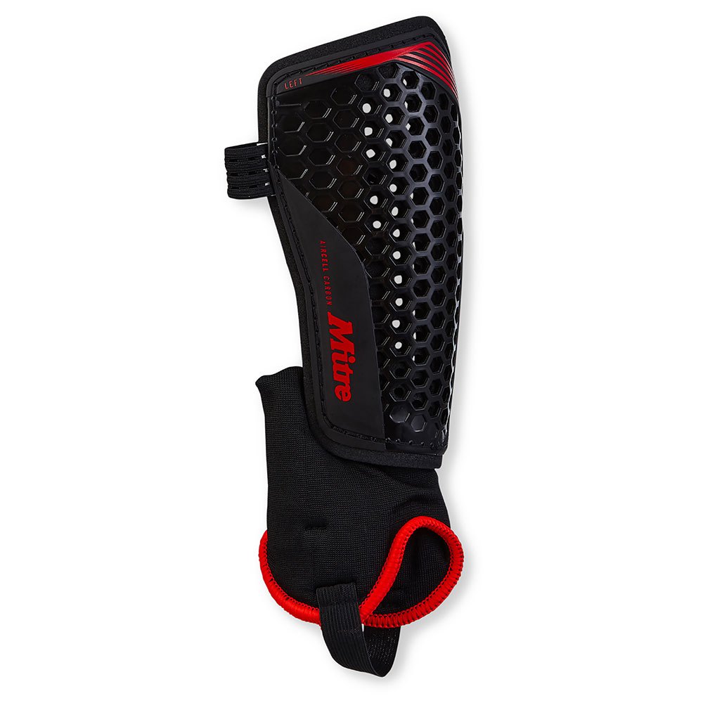 Black-Red - Back - Mitre Unisex Adult 2024 Aircell Technology Hockey Shin Pads