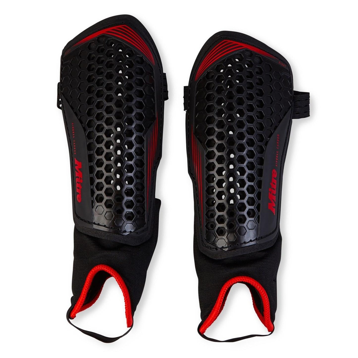 Black-Red - Front - Mitre Unisex Adult 2024 Aircell Technology Hockey Shin Pads
