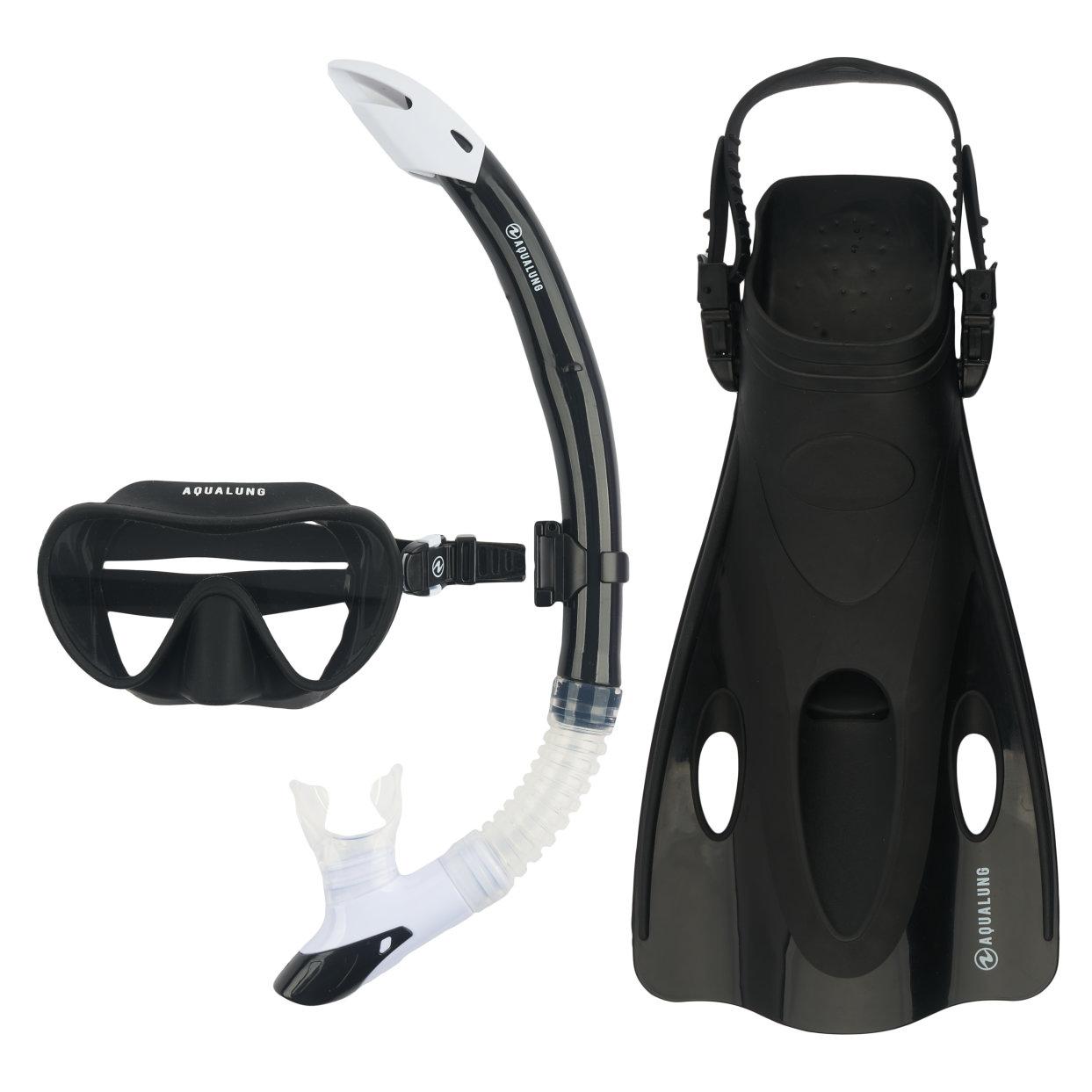 Black - Front - Aquasphere Childrens-Kids 2024 Nabul Snorkel Set