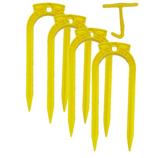 Yellow - Front - Carta Sport Plastic U-Shaped Football Ground Anchor (Pack of 4)