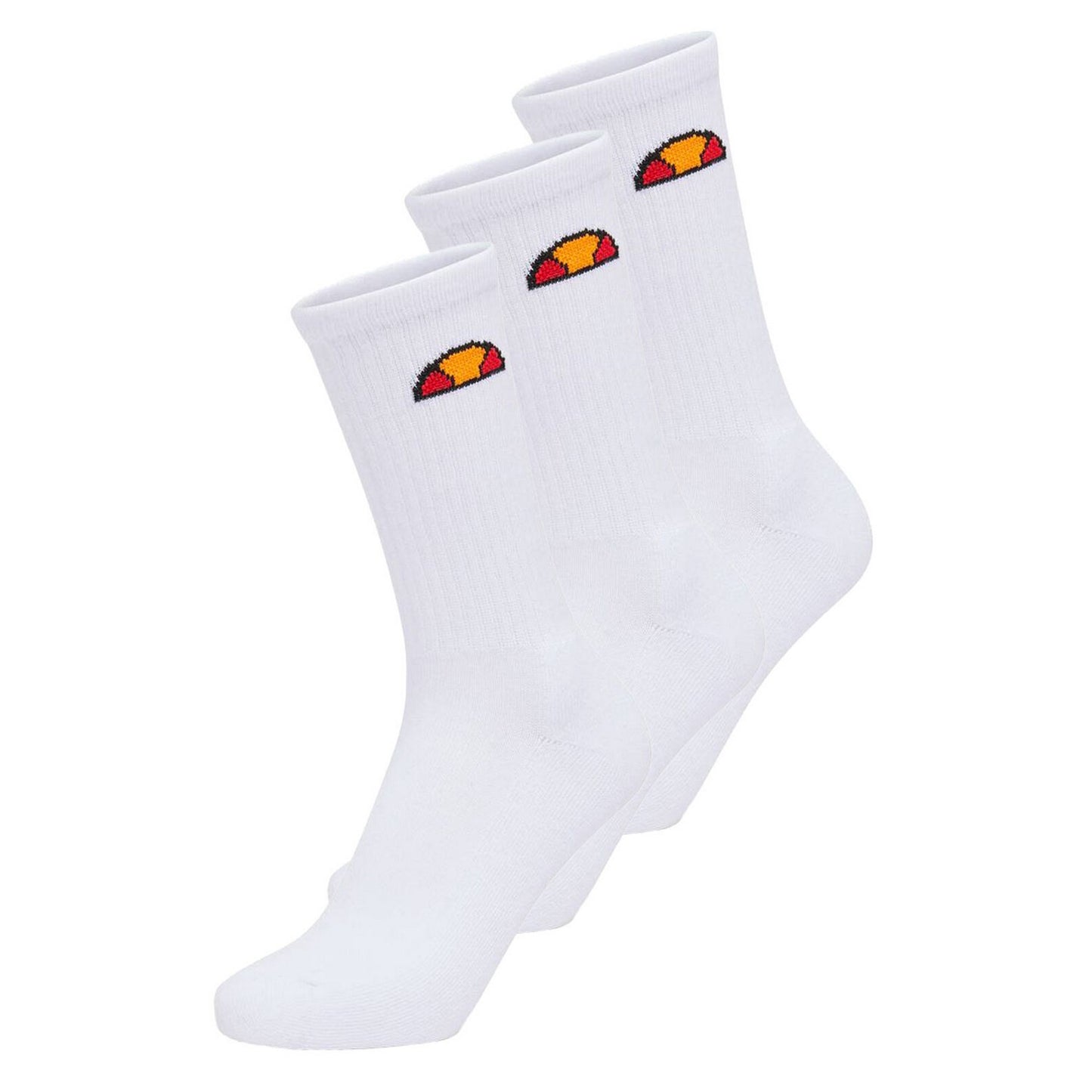 White - Front - Ellesse Mens Tisbi Logo Crew Socks (Pack of 3)