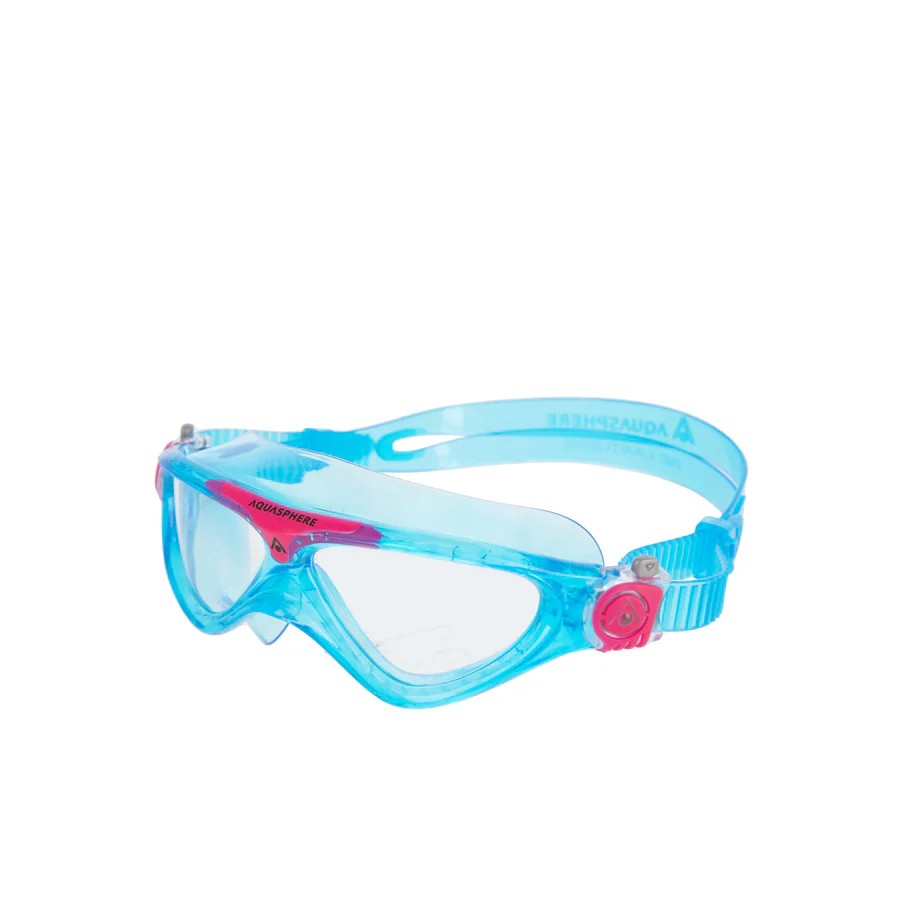 Turquoise-Pink-Clear - Back - Aquasphere Childrens-Kids Vista A1 2024 Swimming Goggles