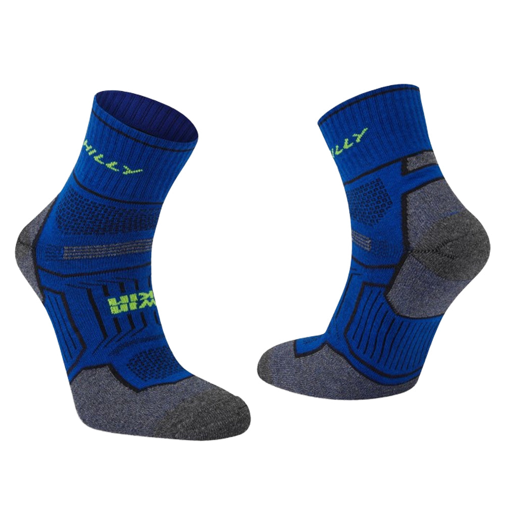 Blue-Grey Marl - Side - Hilly Unisex Adult Double Layered Ankle Socks