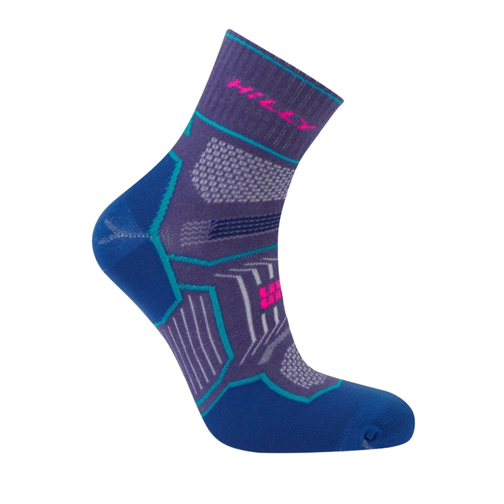 Grape-Blue - Back - Hilly Unisex Adult Double Layered Ankle Socks