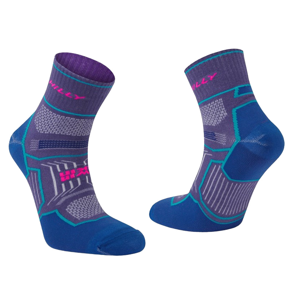 Grape-Blue - Side - Hilly Unisex Adult Double Layered Ankle Socks