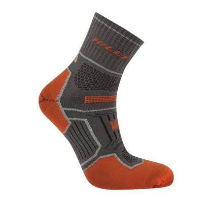 Dark Grey-Orange - Back - Hilly Unisex Adult Double Layered Ankle Socks
