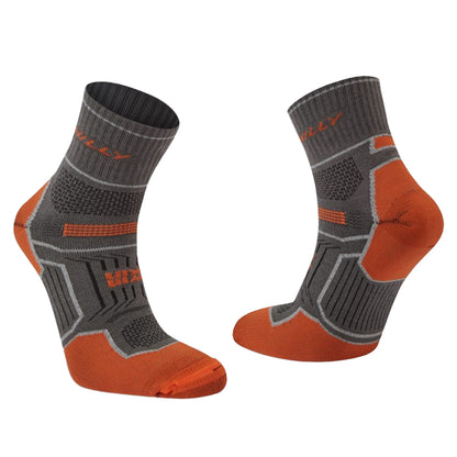 Dark Grey-Orange - Side - Hilly Unisex Adult Double Layered Ankle Socks